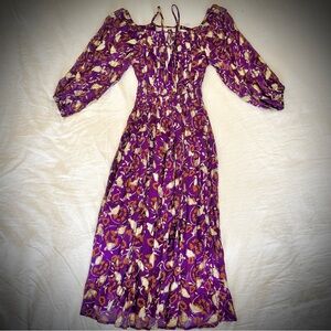 Karina Grimaldi Amethyst Pia print Long Sleeve Dress open back size XS REVOLVE